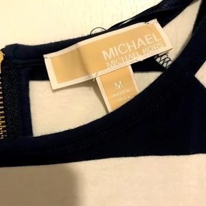 MK short summer dress dark navy blue and white  strips